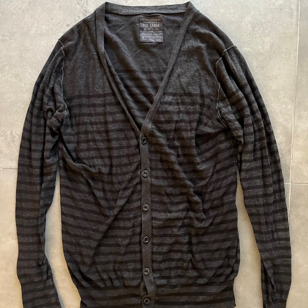 All Saints Striped Button Up Cardigan